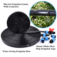 50m/Set 16mm Irrigation Hose 2-Hole Drip Irrigation Tape Agriculture Greenhouse Fruit Tree Garden Water Saving Irrigation System