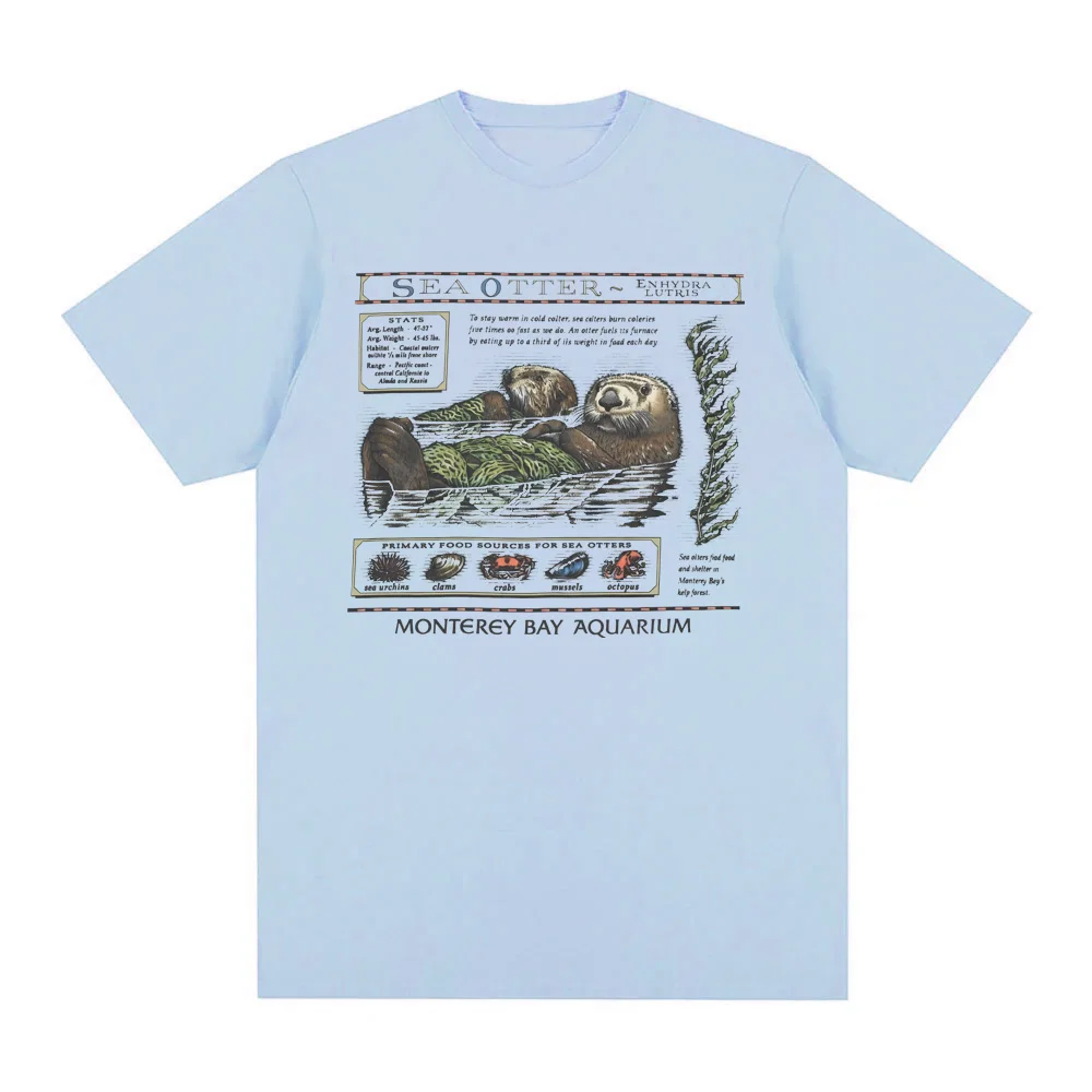 เสื้อยืดลายหมีน้ำทะเลจากพิพิธภัณฑ์สัตว์น้ำเมอร์ตี้เบย์ เสื้อยืดลายหมีน้ำทะเล เสื้อยืดลำลองคอกลมแขนสั้นลายกราฟิก เสื้อยืดแฟชั่น