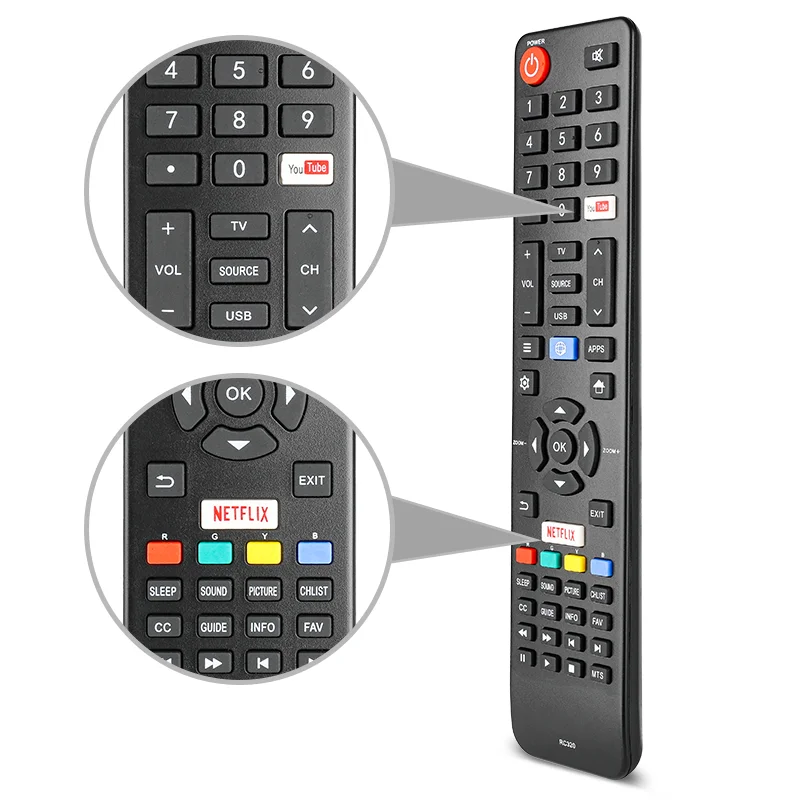 Control remoto RC320 para Fanco Atvio Smart TV, controlador de repuesto con botones de Netflix y YouTube