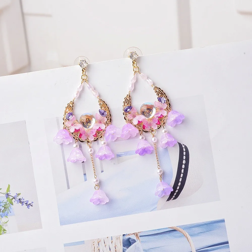 Big Fringed Dangle Flowers Earring Pendientes Exaggrated Long Tassel Earrings Thread Statement Drop Earrings