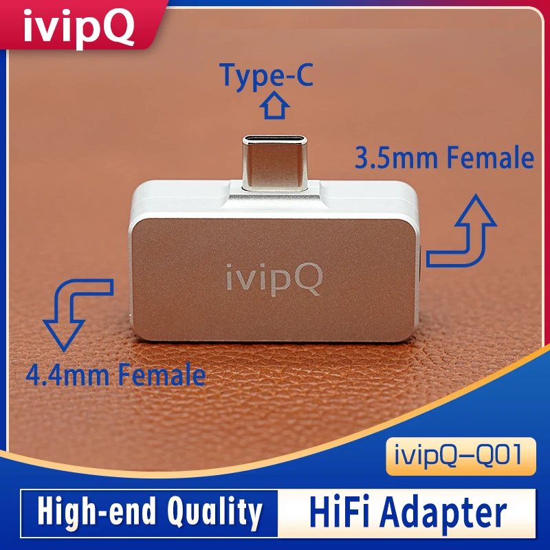 Adaptador de interface usb-c de alta fidelidade ivipQ-Q01 tipo-c para 3.5mm e 4.4mm fêmea para telefone huawei iphone 15 16 pro telefones adultos