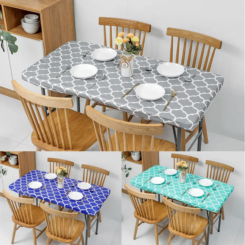 

Outdoor Waterproof Rectangular Tablecloth Oil-proof Elastic Edged Wipeable Table Cover Garden Patio Table Cloth Home Decoration