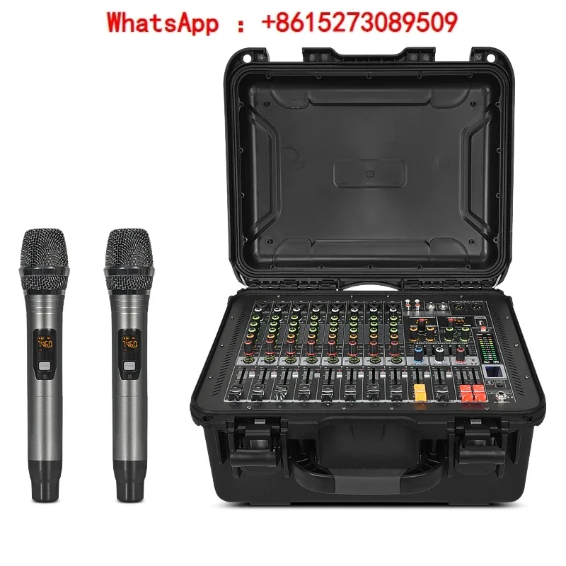 Professional 8-way mixing console with power amplifier integrated machine toolbox, high-power performance audio set