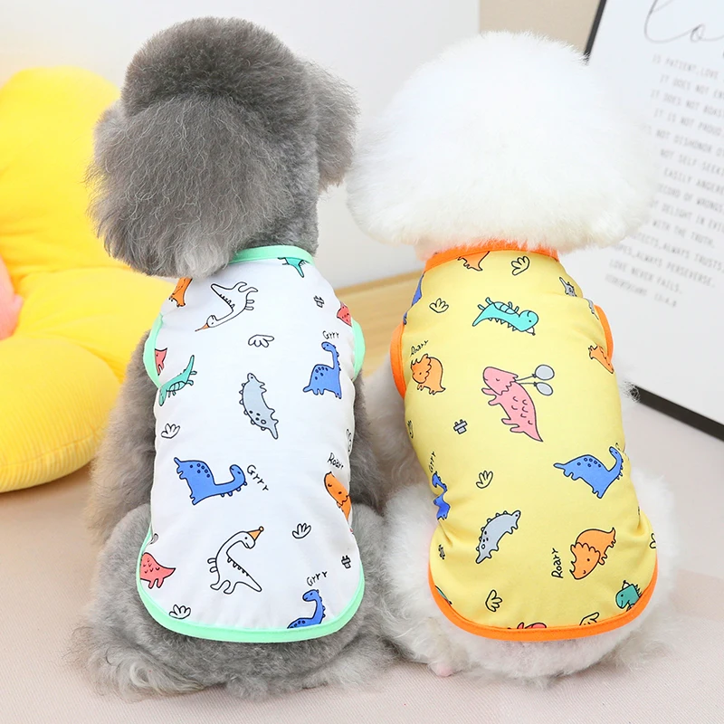 2023 Pet Breathable T-shirt Summer Thin Dog Clothes Poodle Dinosaur Bottoming Shirt Puppy Breathable Pullover Pet Summer
