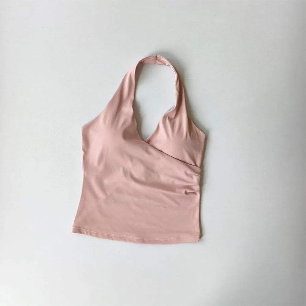 

Sexy with Built-in Bra Yoga Tank Top Halter V-Neck Quick Dry Sports Workout Top Sleeveless Fitness Outerwear Active Wear