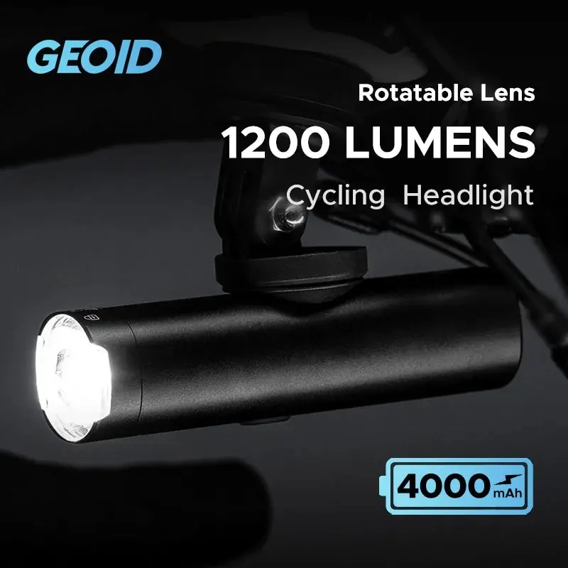 GEOID 800/1200 Lumen Bike Front Light Rotate Lens Waterproof Bicycle LED Light Flashlight Type-C Charging Cycling HeadLight