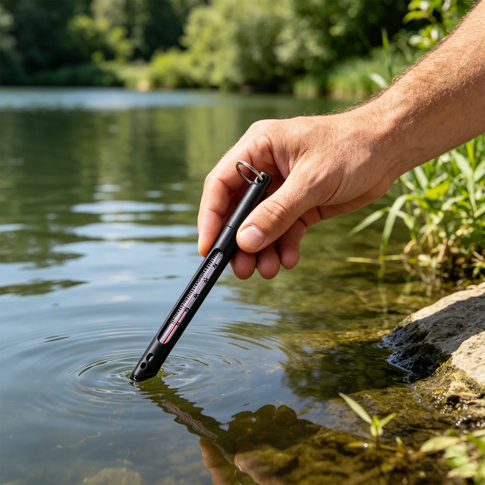 Water Stream Thermometer with Carabiner Fish Tank Water Thermometer Floating Pool Thermometer for Fishing Lake River Stream
