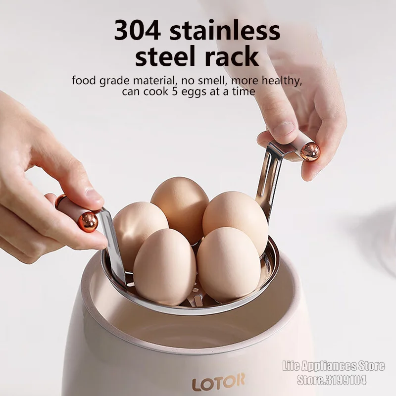 LOTOR Electric Egg Cooker Automatic Steamer Multifunction Steaming Rice Egg Custard Cooking Porridge For Kitchen