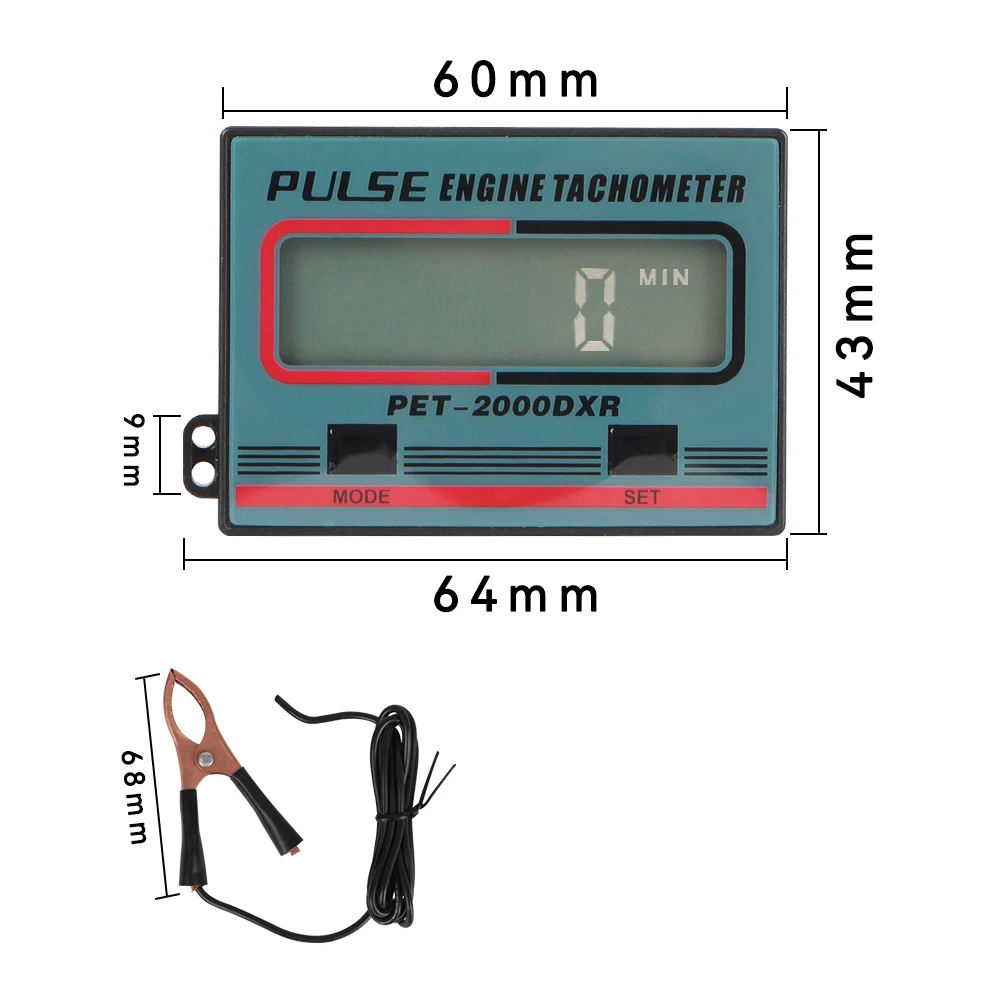 Digital Tachometer Gauge Pulse Engine Tach Hour Meter for Motorcycle ATV Lawn Mower 2/4 Stroke Engine Spark Plugs 100-30000RPM