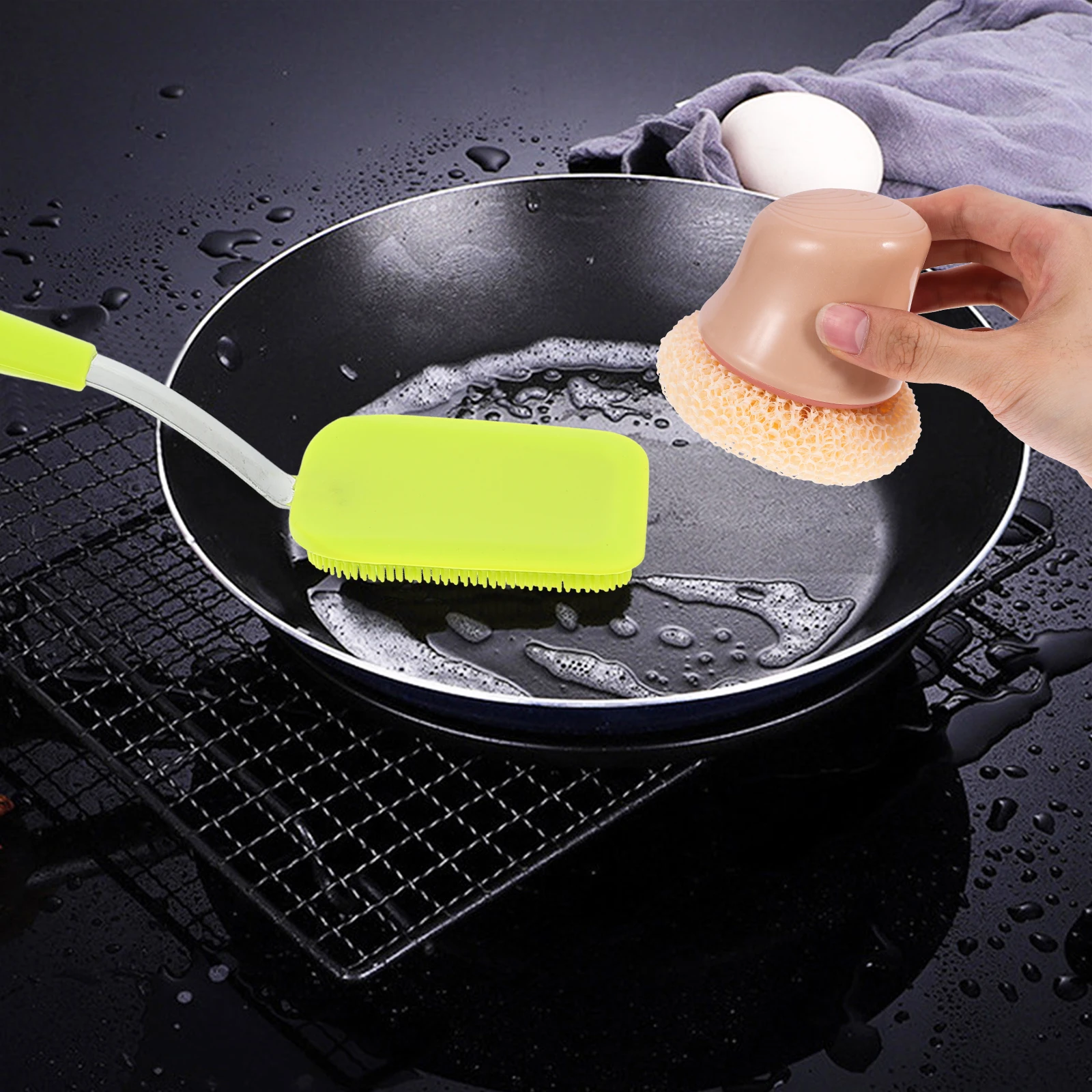 

2 Pcs Cleaning Brush Long Handle Kitchen Dishwashing PP Material Scrub Brushes Household Small Bristles Durable Designdish