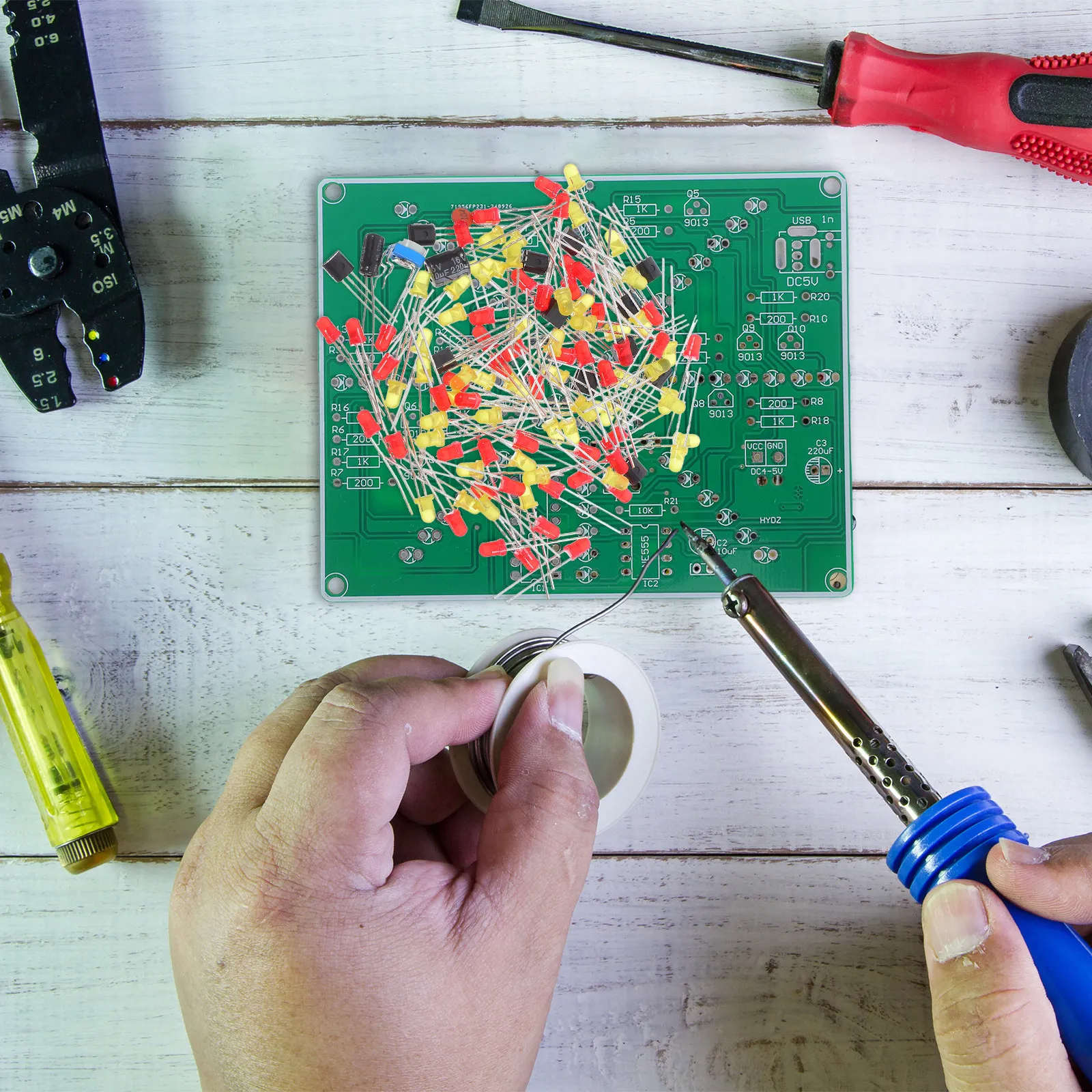 

Explosion LED Light DIY Kit with Adjustable Flow Speed Soldering Practice Circuit Experiment Electronic Learning Kit