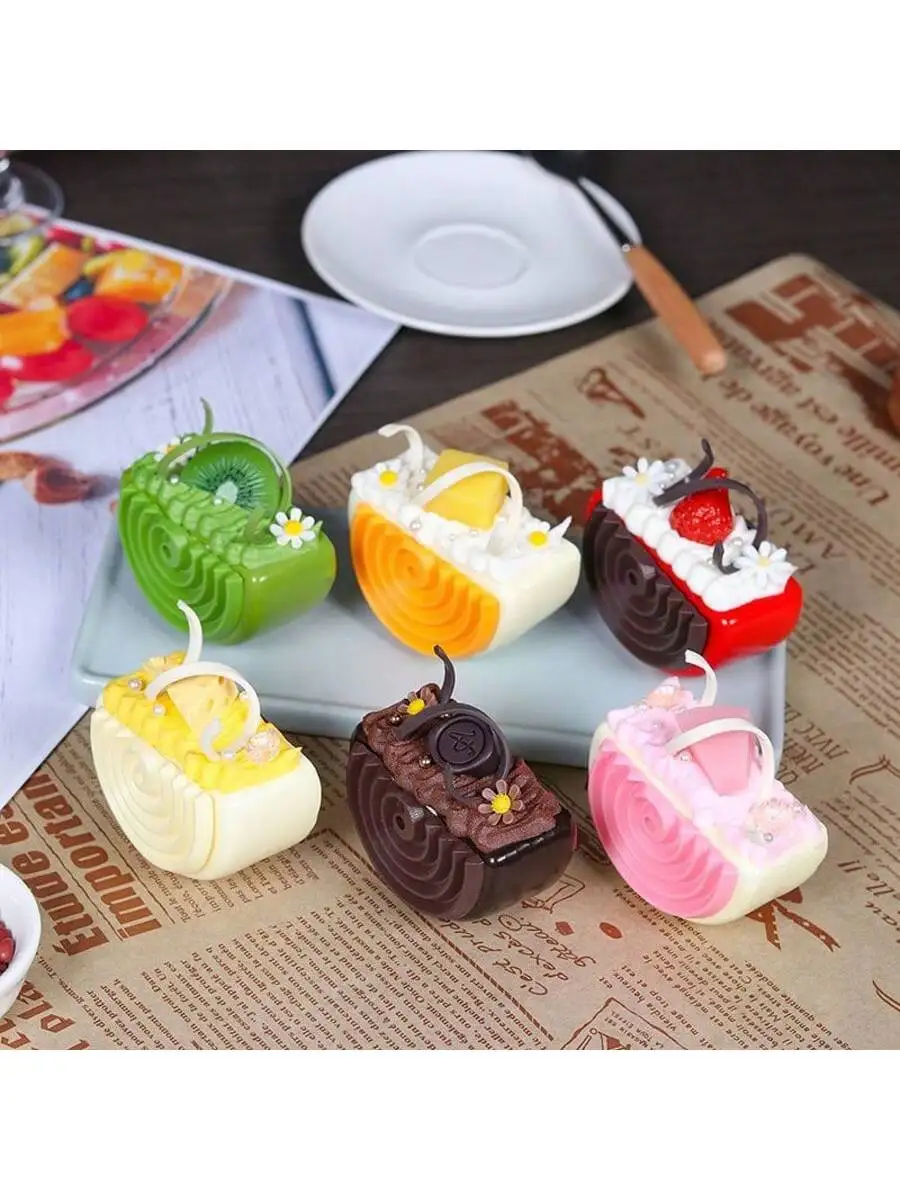 1PCS Simulation Cut Cream Mousse Cake Model Photography Props Chicken Rolls Refrigerator French Dessert Home Decoration Decorat