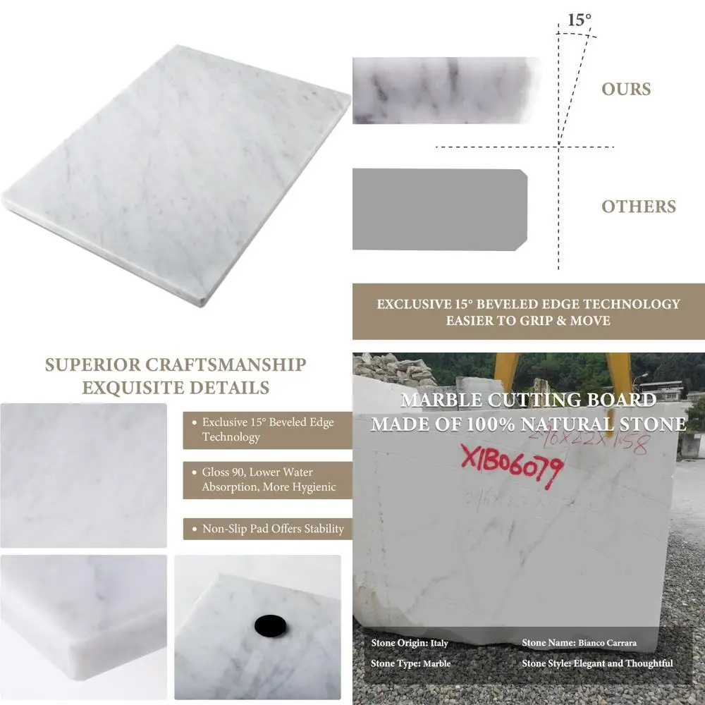 

Large Handcrafted Italian Carrara Marble Slab for Kitchen, 16x12inch - Perfect for Cheese, Charcuterie, Pasta, and More