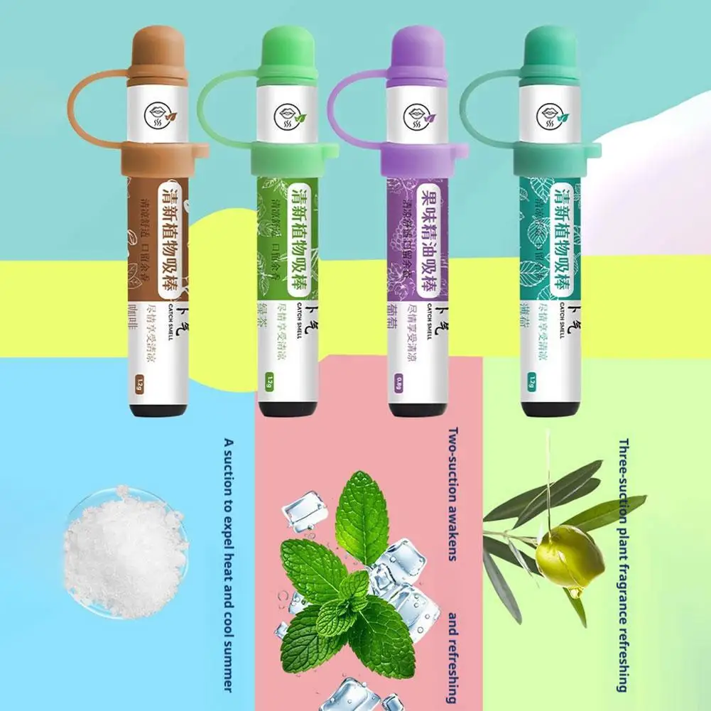 

1.2g Portable Herbal Aromatherapy Inhaler Stick Anti Smoke Craving Mouth Cooling Mint Flavor Relief Body Fatigue Care Balm