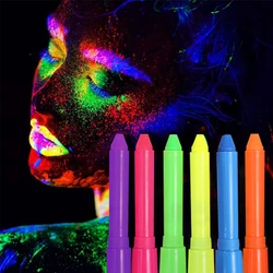 6 Color Glow In the Dark Face Black Light Paint UV Neon Party Decoration Face Body Paint Crayon Kit Fluorescent Makeup Marker