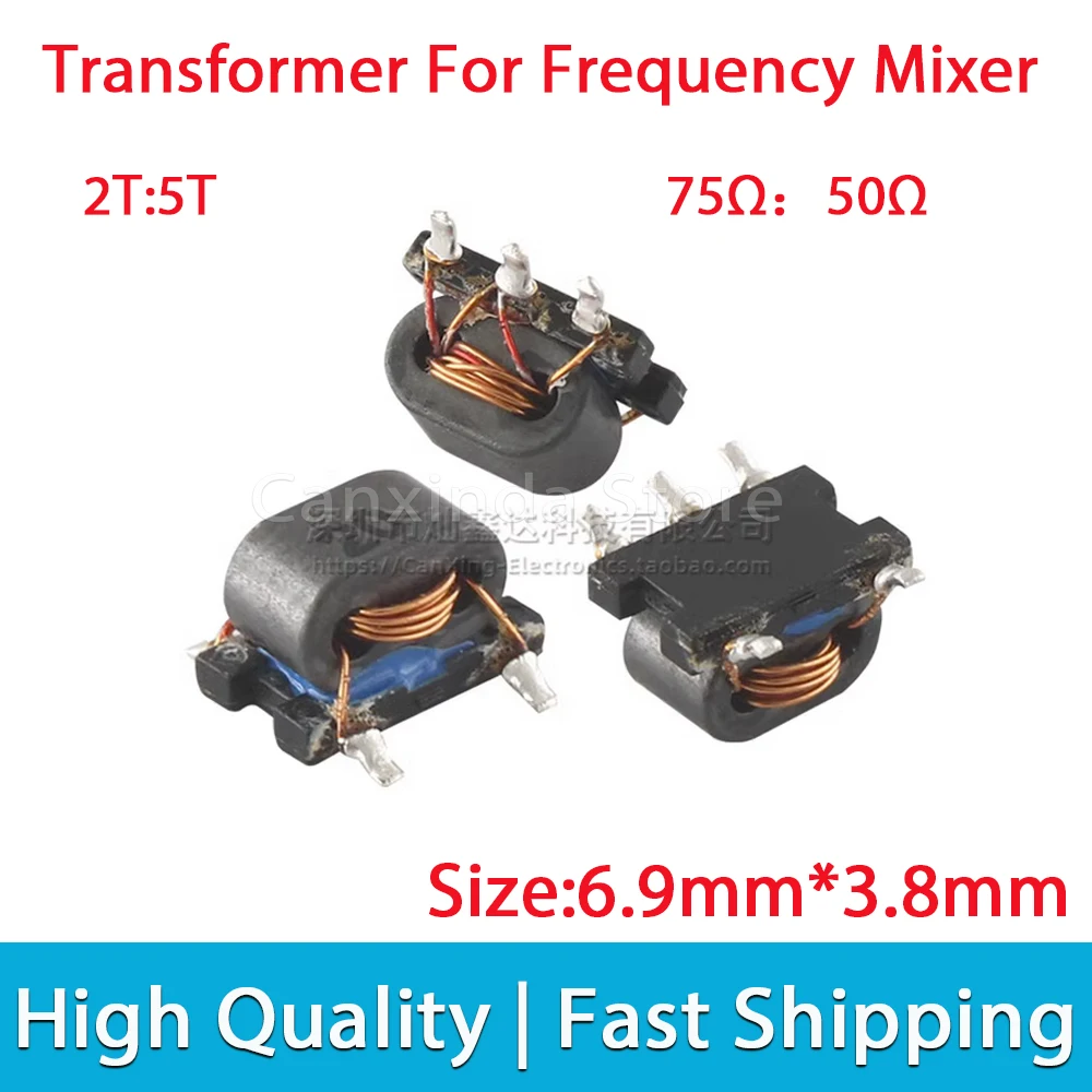 2/5/10pcs SMD Transformer for Frequency Mixer Winding Turns 2T:5T 2:5 Impedance Ratio 75 ohm : 50 ohm 75Ω:50Ω Balance Unbalance