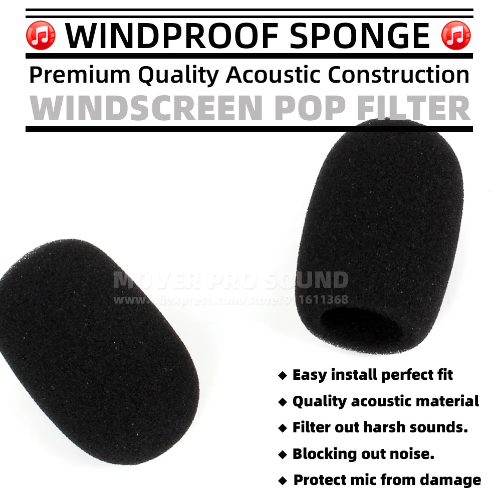 2PCS/LOT For SHURE SM81 SM 81 LC Microphone Windscreen Pop Filter Windshield Sponge Foam Instrument Mic Windproof Mask Cover