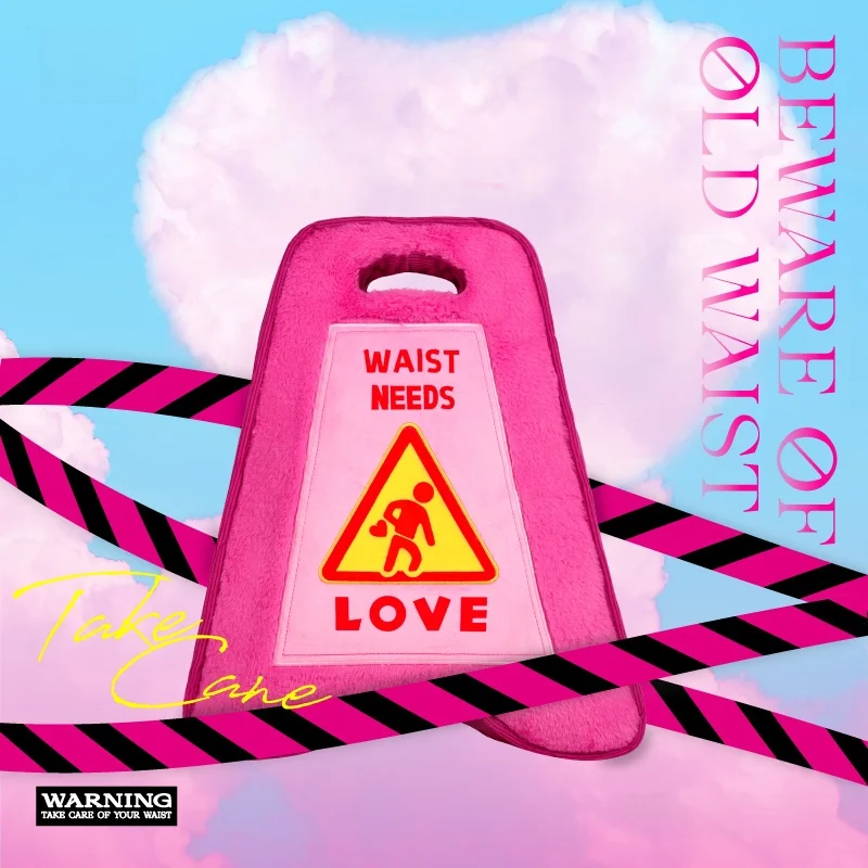 Kreatives Warnschild-Kissen, Plu-Material, Cisas-Geschenk, Büro, Zuhause, Blütenblatt-Version, sorgfältig für alte Taillenschmerzen