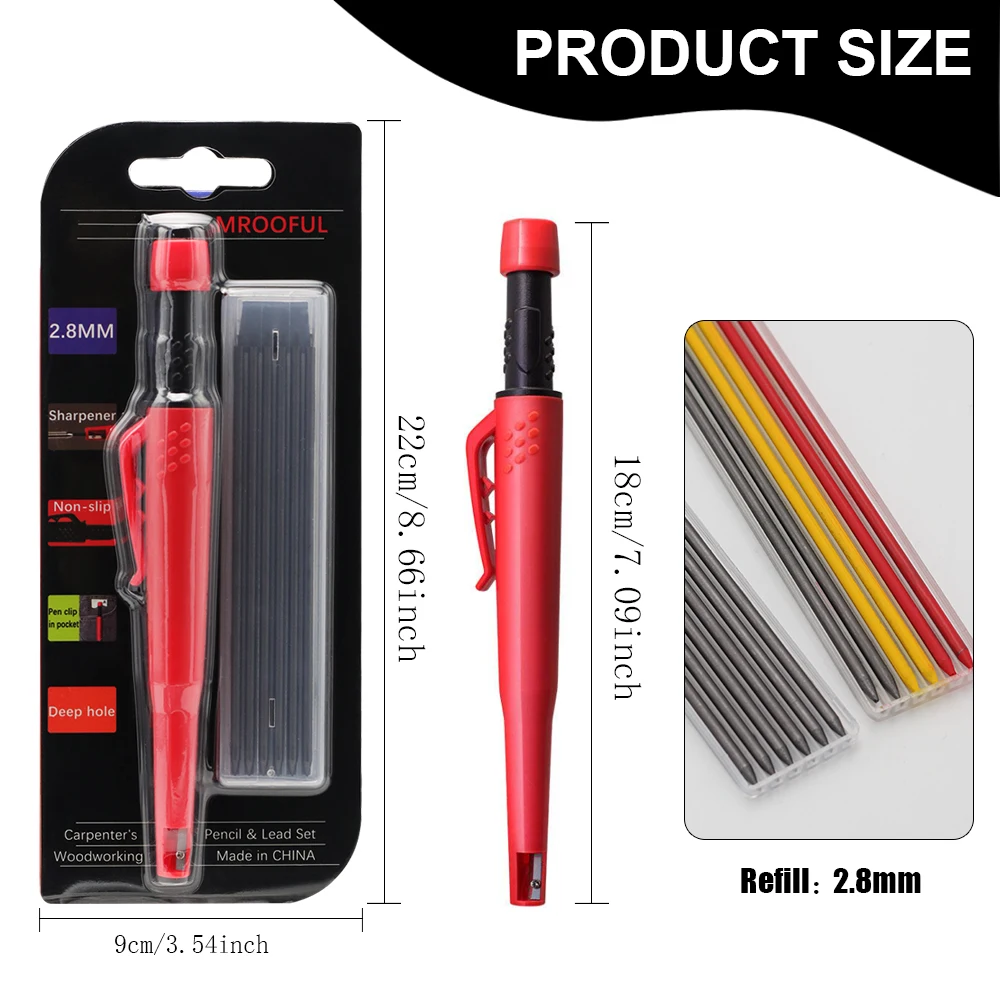 مجموعة بطاقات أقلام رصاص لأعمال النجارة، لوضع علامات ورسم بفتحة عميقة، مع رصاص موثوق ومتين 2.8 مم، لهندسة النجارين