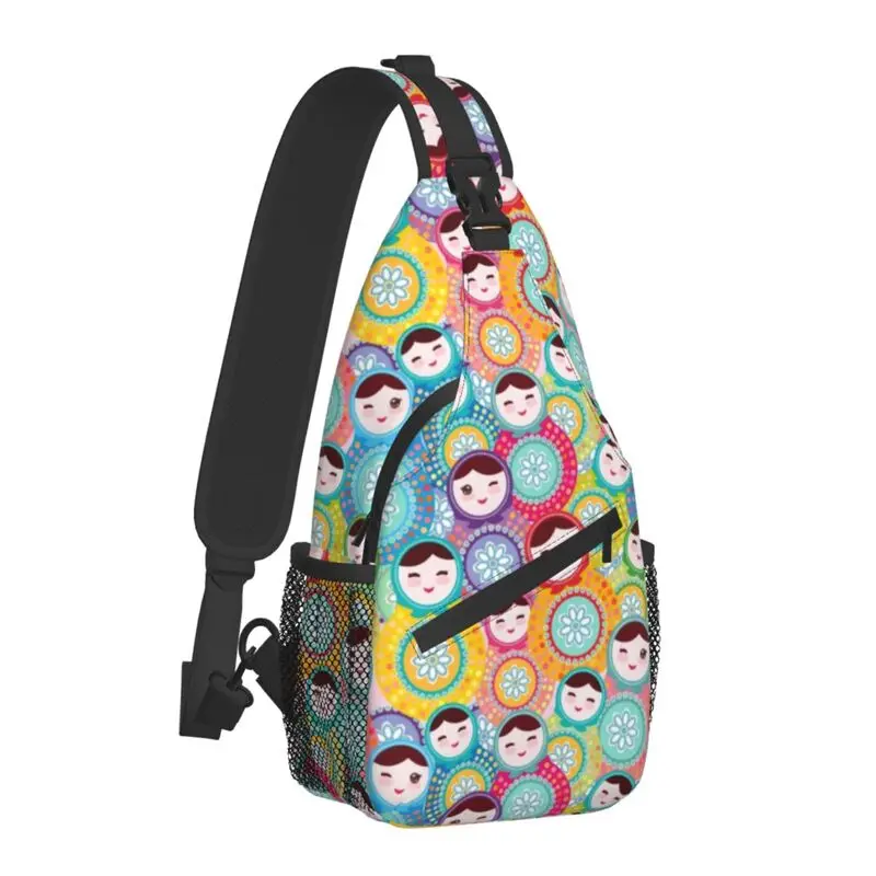 Russian Dolls Matryoshka Sling Bag for Men Fashion Babushka Folk Art Shoulder Chest Crossbody Backpack Traveling Daypack