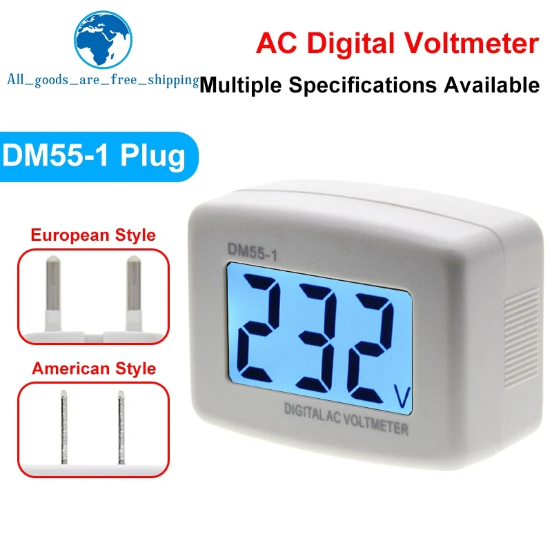 AC 110V 220V Digital Voltmeter EU US Plug Volt Meter Socket Voltage Tester LCD Display Voltage Meter Wall Flat Voltage Meter