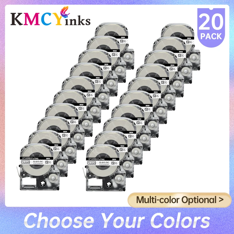 

KMCYinks 20 шт. SS12KW ленты LK-4WBN, совместимые с кассетой для этикеток Epson Lw400/KingJim SS9KW SS18KW SC12YW SC12BW LW-300 LW-400
