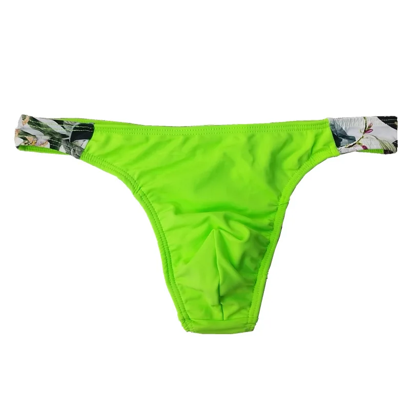 New Low-rise Sexy Thong Anti-embarrassment Cup Printing Color Matching Swimming Trunks Cw189485