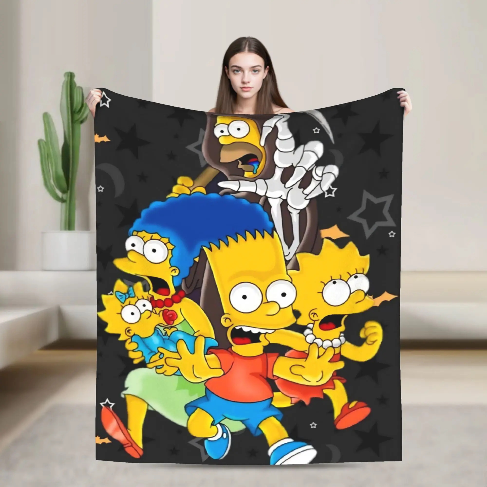 The S-Simpsons Happy Halloween Blanket Flannel Novelty Warm Throw Blankets for Chair Covering Sofa All Season,