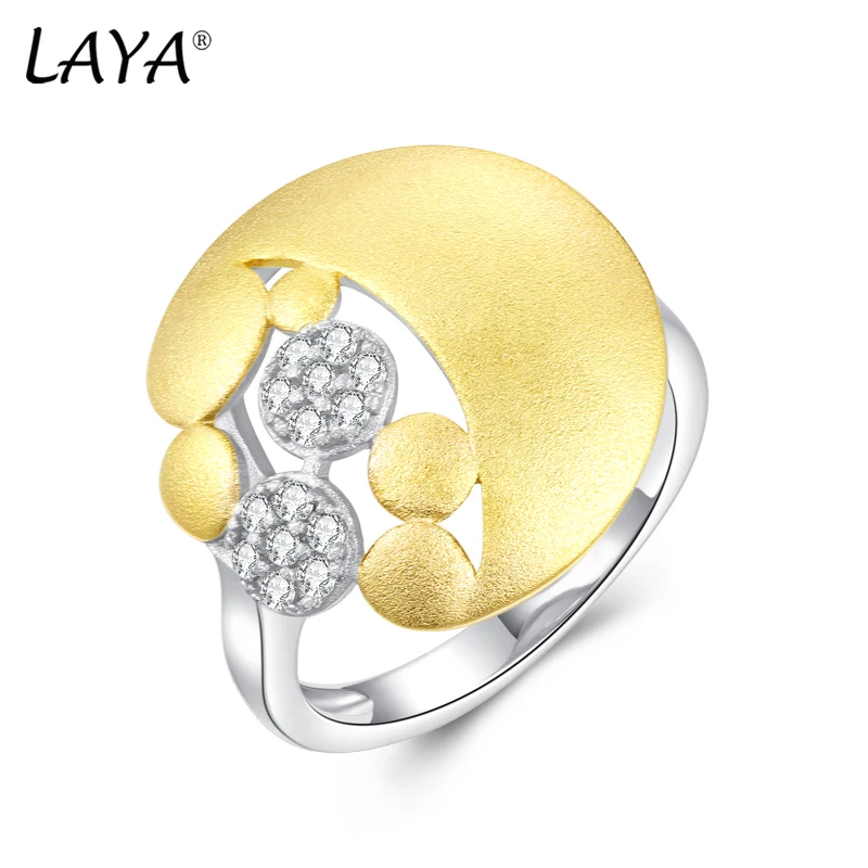 

LAYA Pure 925 Sterling Silver Shining Bubble Zircon Satin Ring Round Ring Creative Handmade Luxury Jewelry 2022 Trend