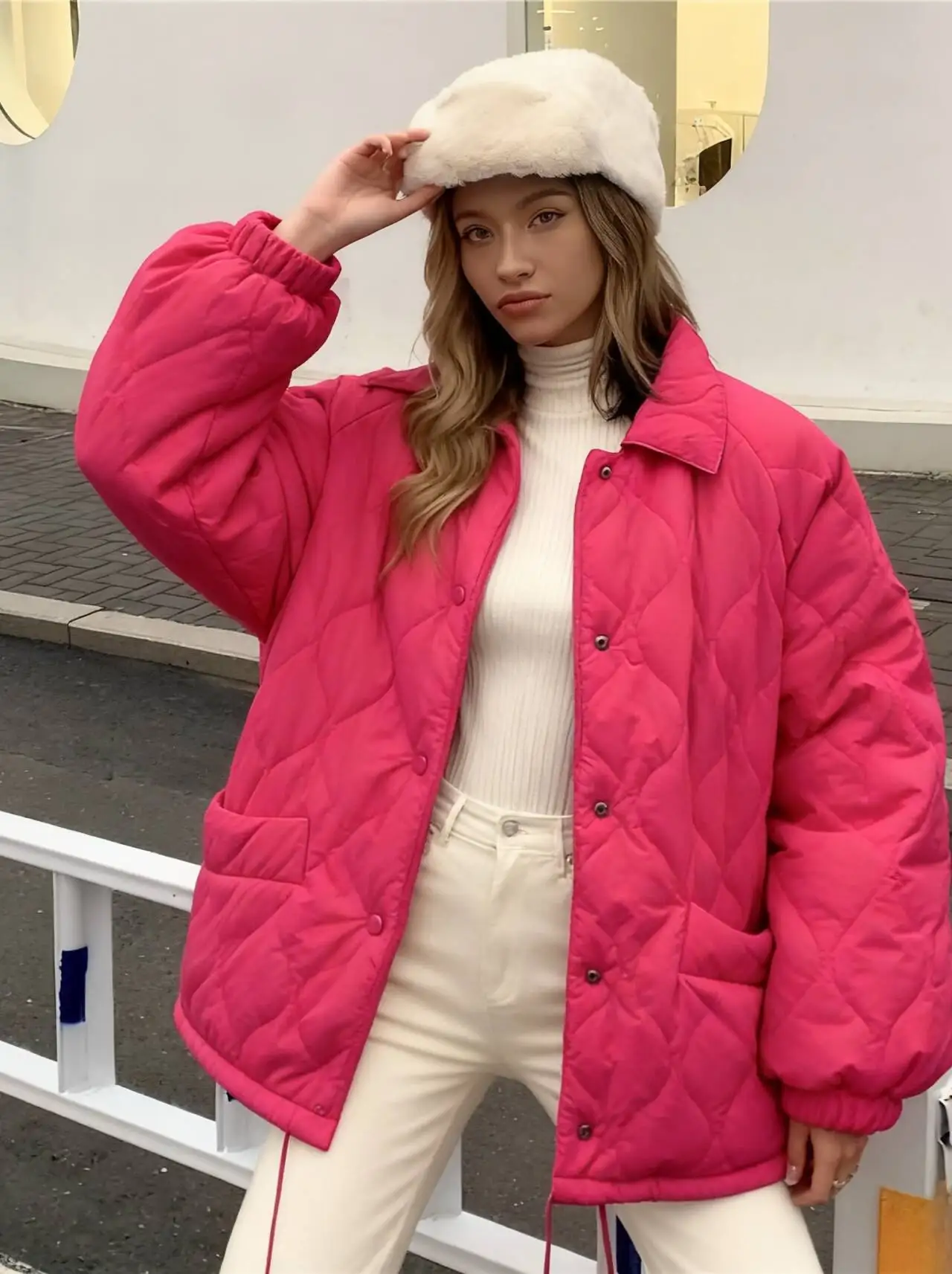 パーカー レディース ガールズ 秋 ポリエステル パッチワーク クロップド リブ袖口 ボタン付きウエストバンド スタンドカラー カレッジ ユースウェア スタイリッシュ OL