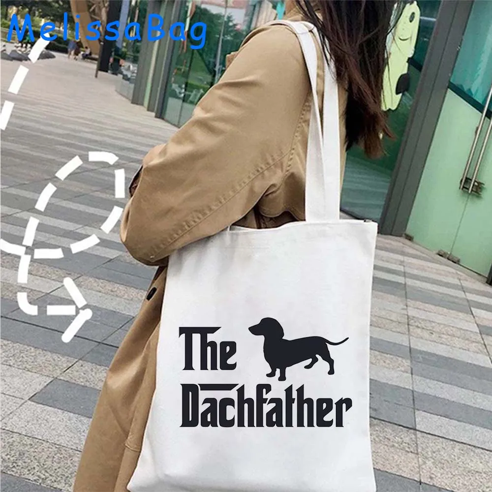 Love Long Smooth Tan Dachshund Sausage Dog Dachshunds Heart Gifts Women Canvas Shoulder Tote Bag Shopper Reusable Cotton Handbag