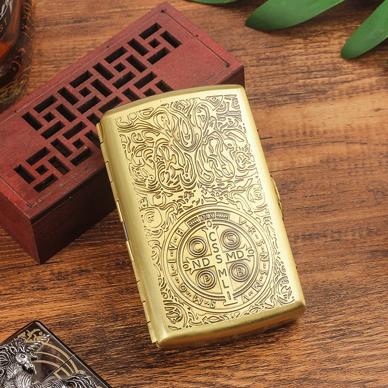 

Fashion Constantine Durable Nobility Bronze Men's Cigarette Case Cigarette Holder Hold 12 Cigarettes Box