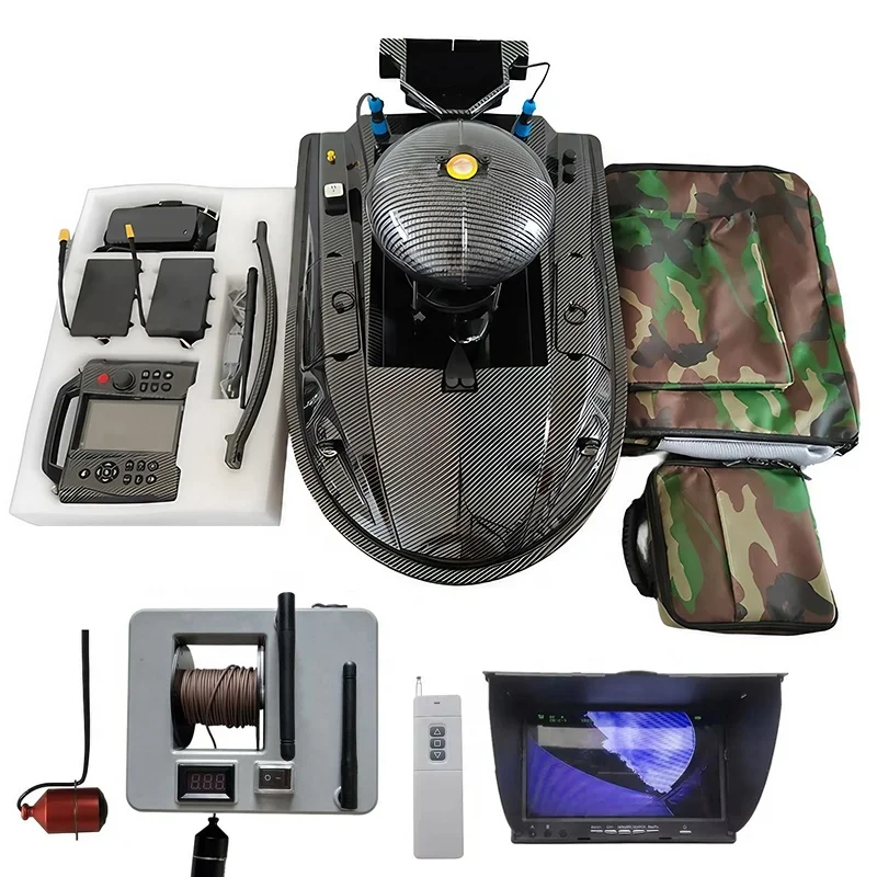 

Underwater Camera 7" Monitor Carp Fishing Bait Boat Sonar GPS ABS Hull RC Fishing Drone Baitboat Two 15.6Ah Battery