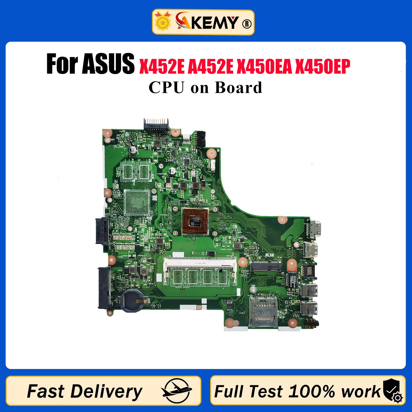 

Материнская плата для ноутбука X450EA для ASUS VivoBook X450E X452E A452E X450EA X450EP, материнская плата для ноутбука с процессором, 100% тестирование, ОК, быстрая доставка