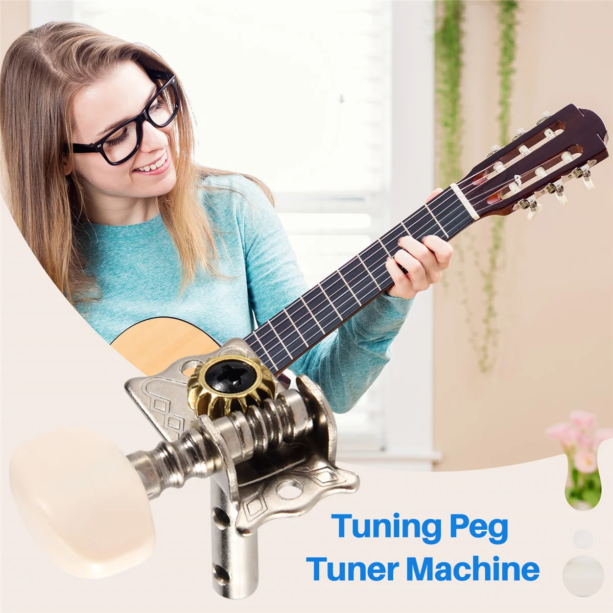 6 ชิ้นกีตาร์อะคูสติก String Tuning Peg จูนเนอร์หัวเครื่อง