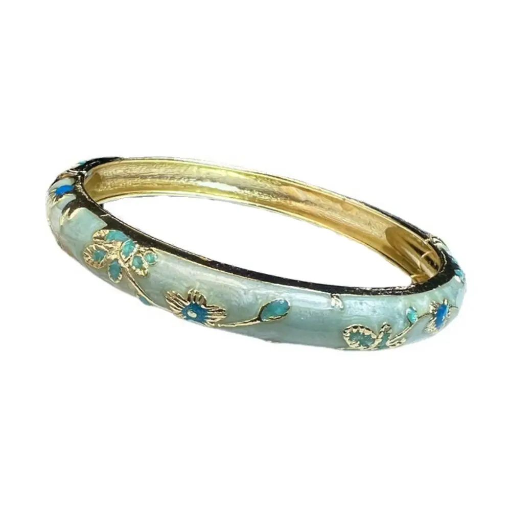 Emaille-Chinesisches-Cloisonné-Armband, Doppelarmreif, traditioneller Pfingstrosen-Filigran-Blumenarmreif, Vintage-Armband für chinesische Frauen – Detail 5