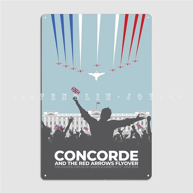 Concorde And The Red Arrows Flyover The Golden Jubilee Of Queen Elizabeth Metal Sign Cinema Garage Poster Tin Sign Poster