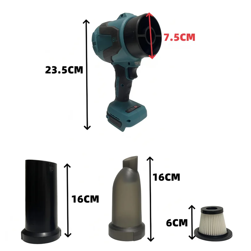 A92P Cordless Air Duster 3-Gears Brushless Turbo Blower Vacuum Cleaner Floor Carpet Car Power Tool For 18V Battery