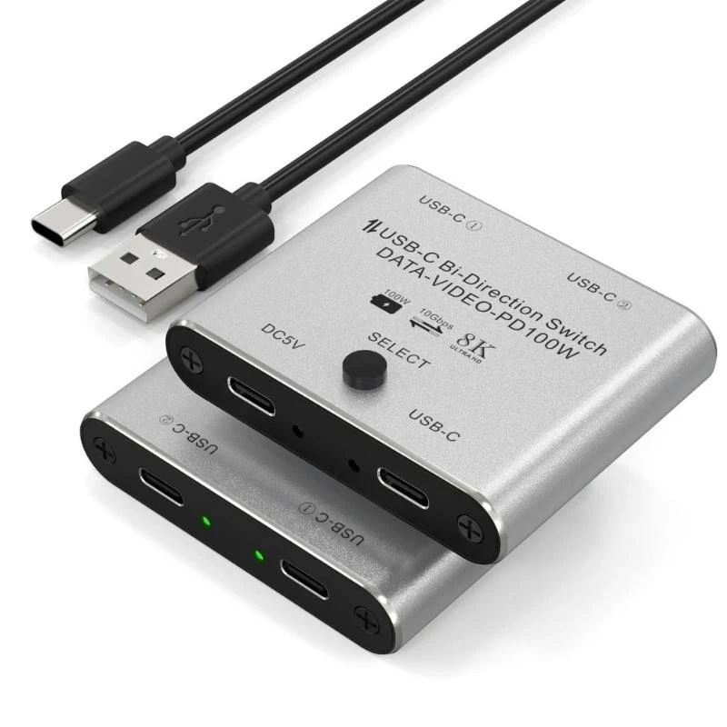 

BiDirectional USB C Switcher USB C KVM Switches for 8K@60Hz/4K@144Hz 1080P@165Hz Video Transfer 100W Charging Capability F19E
