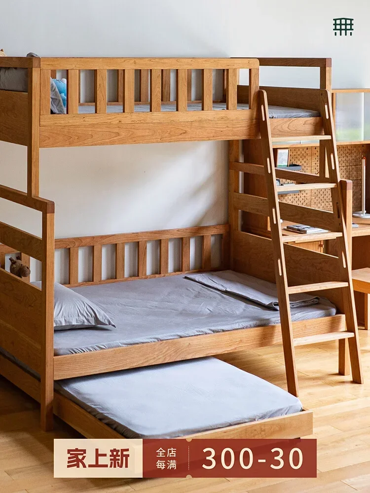 All solid wood children's beds Boys and girls bunk up and down guardrail desk integrated high and low child and mother bunk beds