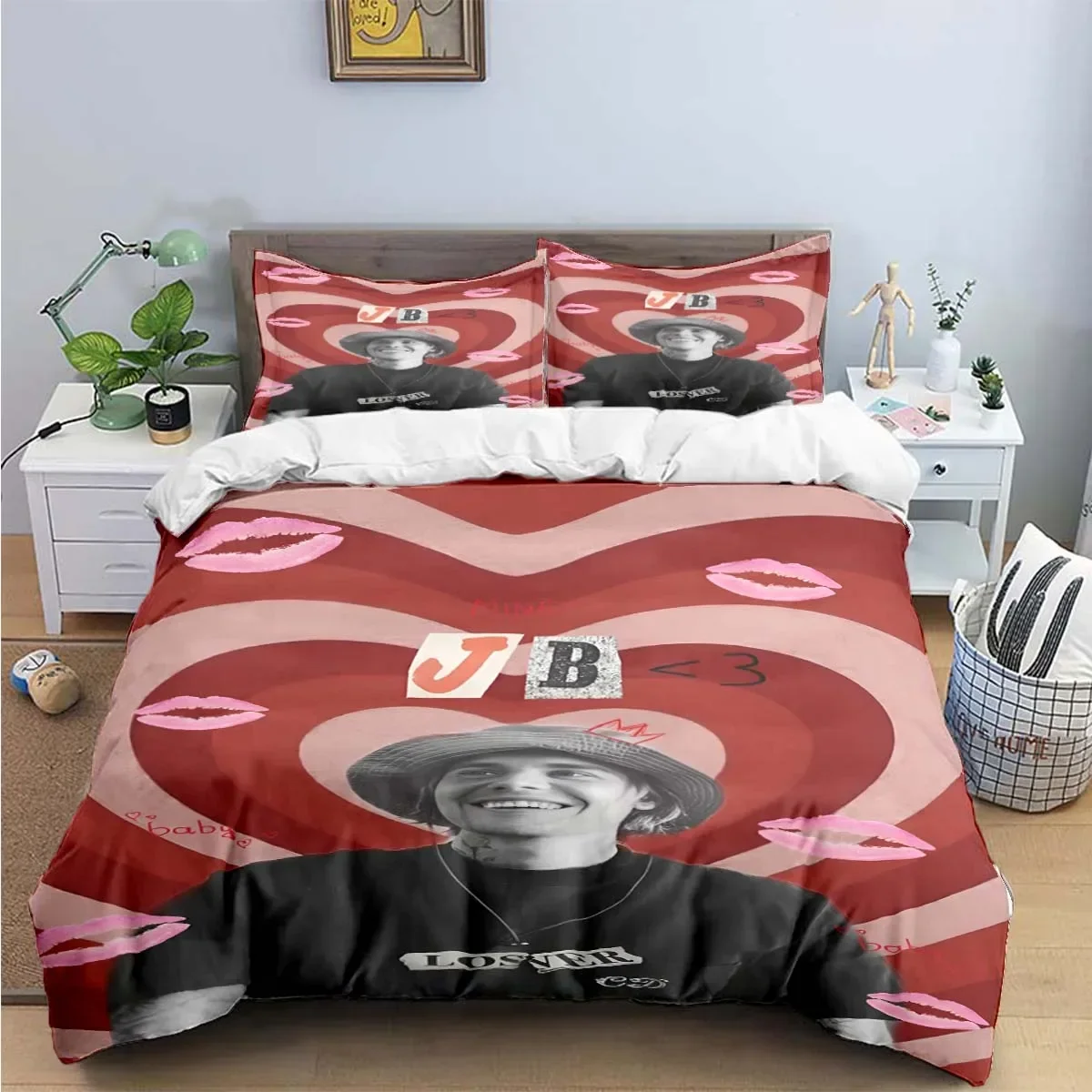 Pop  Singer J-Justin Bieber  Printing Bedding Set Duvet Cover Comforter Bed  Youth Kids Girl Boys Birthday Gift