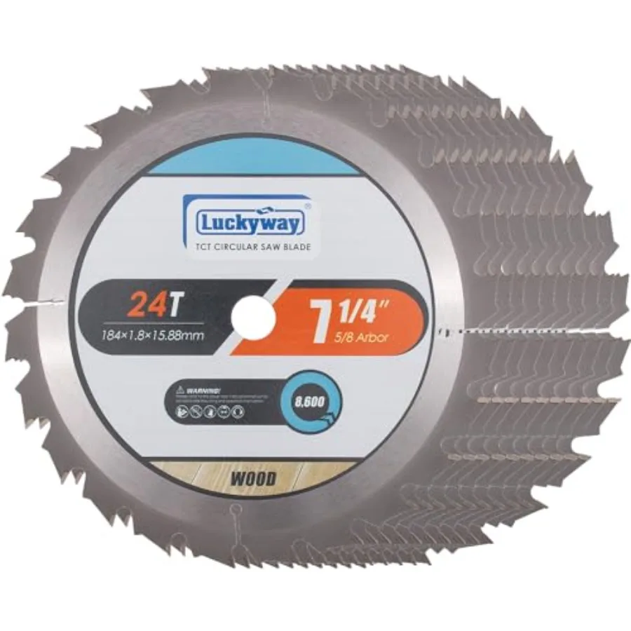 

7 1/4 Inch Circular Saw Blade 10-Pack 24T Tungsten Carbide Tipped for Framing with 5/8 Inch Arbor TCT Saw Blade for Cutting Woo