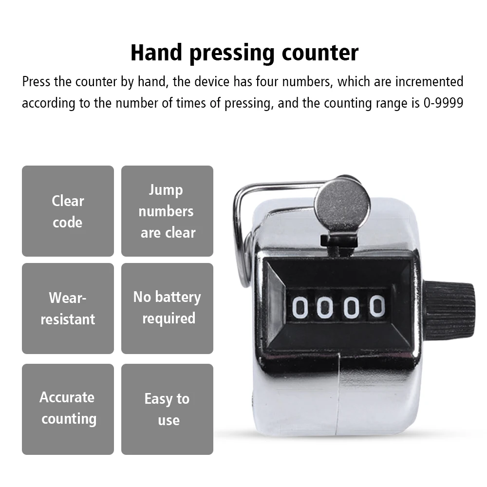 4 Digit Number Counters Plastic Shell Hand Finger Display Manual Counting Tally Clicker Color Shell Timer Soccer Golf Counter