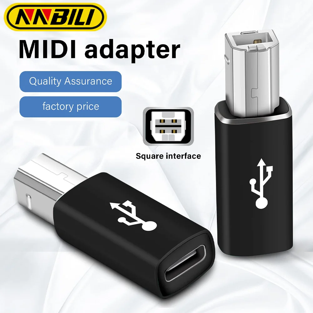 Męski Adapter NNBILI Type-C do USB-B na MacBook/iPad kompatybilny ze skanerem elektronicznego pianina/klawiatury/perkusji