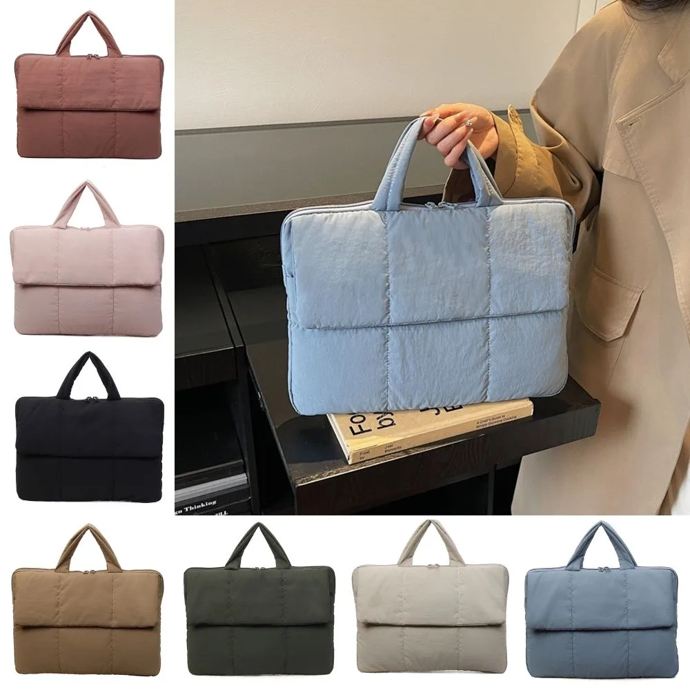 Simple 16 Inch Laptop Handbag Shockproof Puffy Pillow Laptop Sleeve Quilted Puffer Lightweight Tablet Pouch Office School