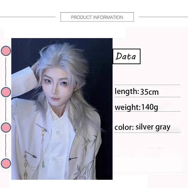 Lolita peruca sintética testa laço lobo cauda curto cabelo encaracolado prata cinza camadas diariamente fofo peruca cabeça cheia unisex diário hallo