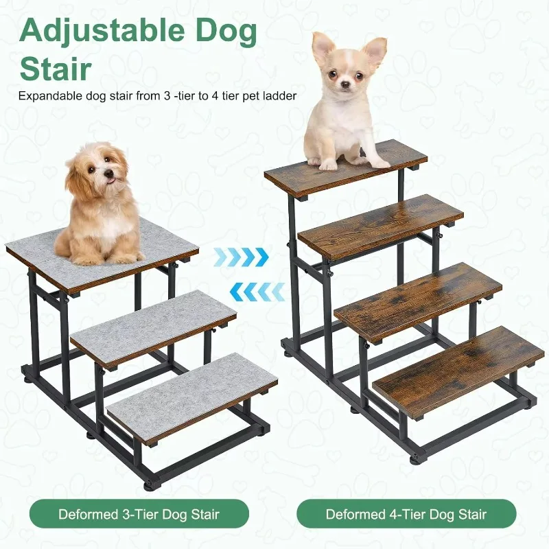 4 levels adjustable retro wooden pet dog staircase high bed sofa in small dog cat old dog 4 steps pet house furniture