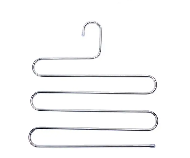 20PCS S Type Pants Trousers Hanger Multi Layers Stainless Steel Clothing Towel Storage Rack Closet Space Saver SN2173