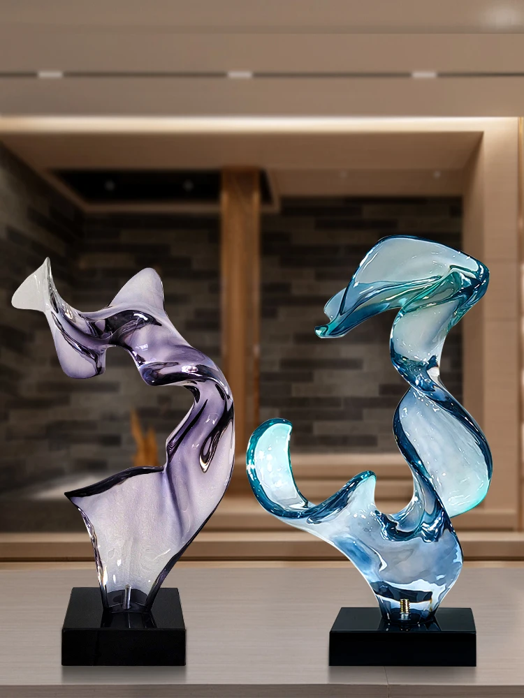 Transparent resin sculpture abstract art ornaments hotel exhibition hall home entrance living room decoration crafts