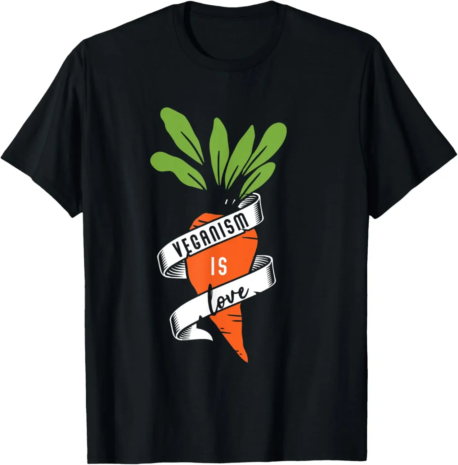 

Veganism Is Love Carrot Graphic Tee Men's Cotton Round Neck Casual Short Sleeve Trip T-Shirt